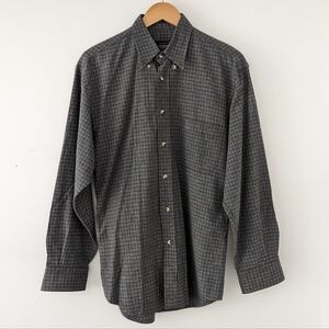 Lavin Sports Men's Gray Vintage Button Down Plaid Shirt. 100% cotton. Italy